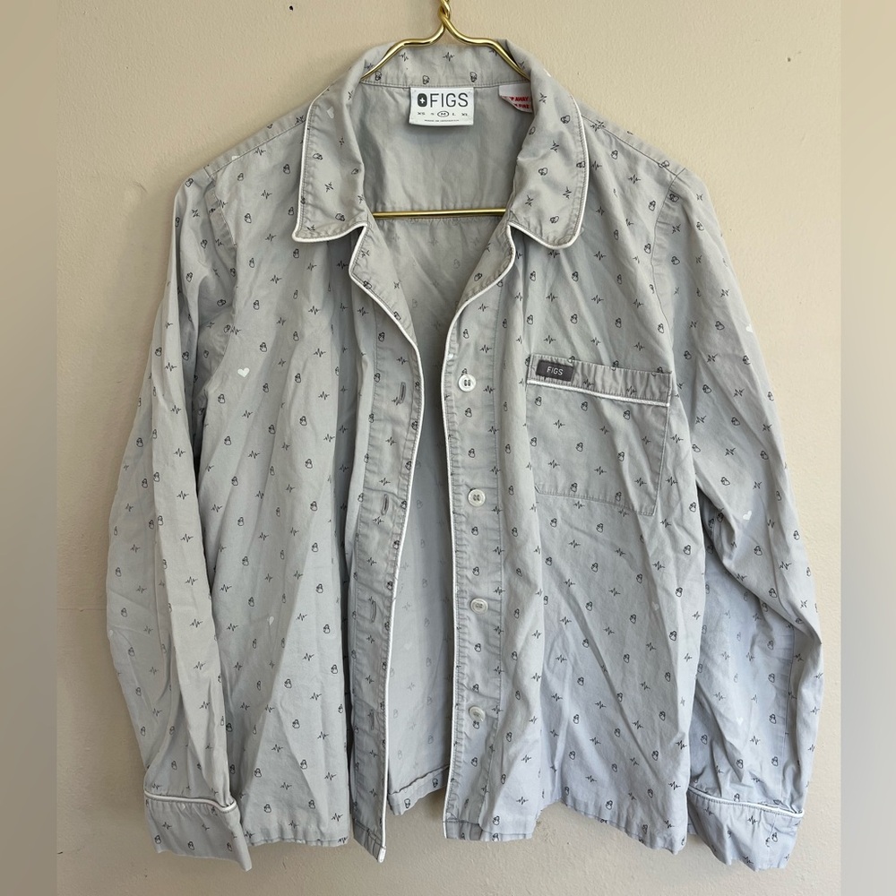 FIGS Pajama Loungewear Button Down Long Sleeve Women’s Size Medium